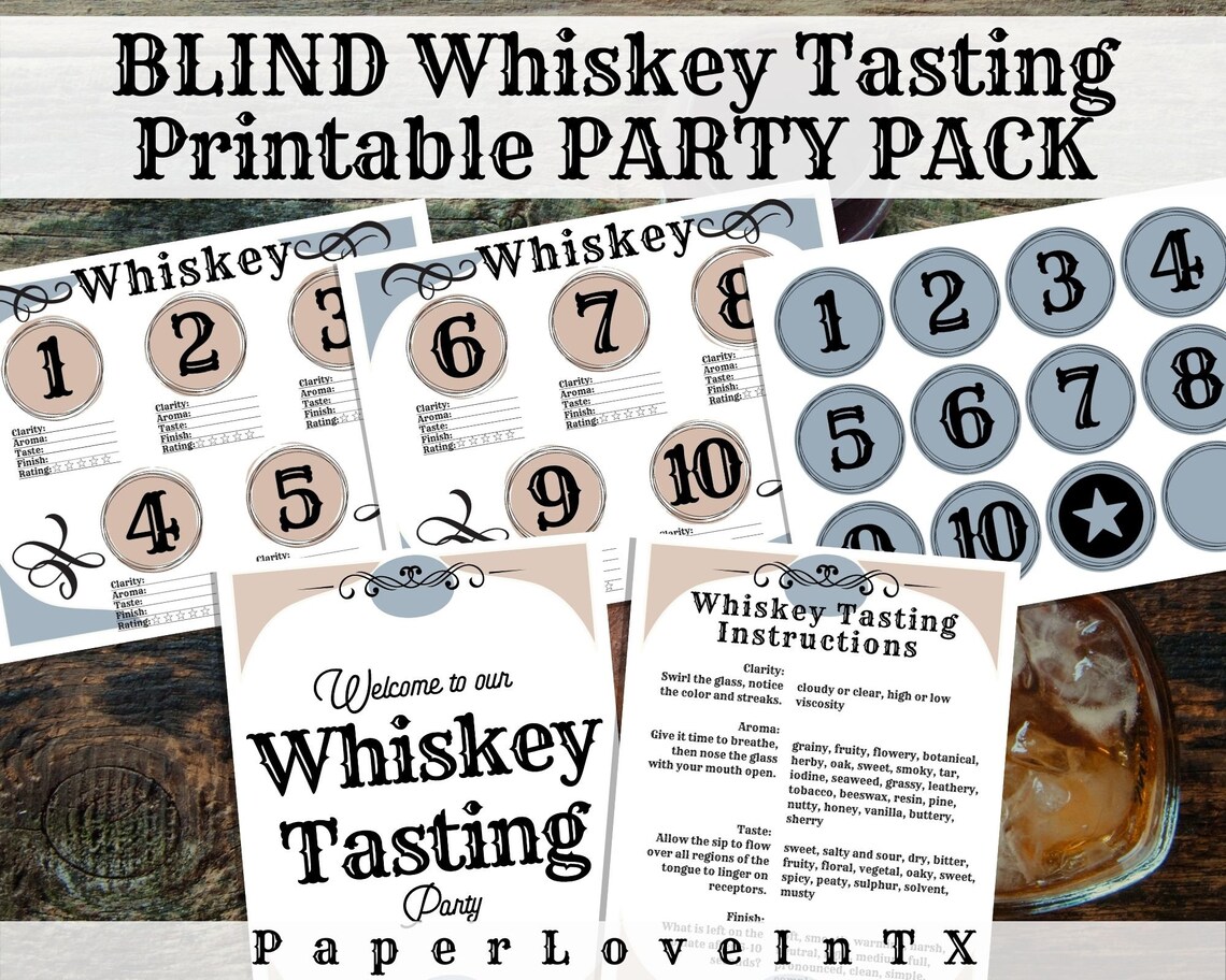 Blind Whiskey Tasting Printable Party Pack Pdfs With Welcome Sign