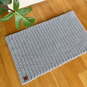 Rectangular crochet rug, cotton handmade rug, gray mat, simple string rug, image 3