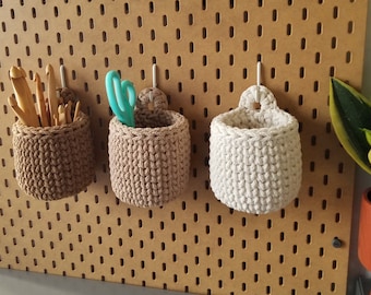 A set of baskets 3 pcs, desk organizer, crochet baskets for the SKÅDIS board