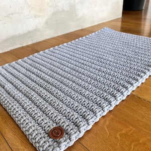 Rectangular crochet rug, cotton handmade rug, gray mat, simple string rug, image 4