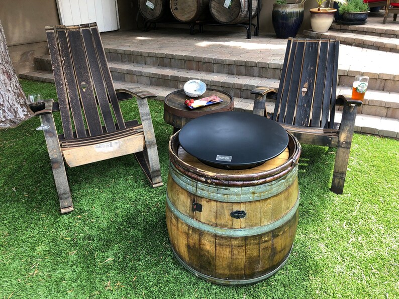 Outdoor furniture set made from whiskey barrels Etsy
