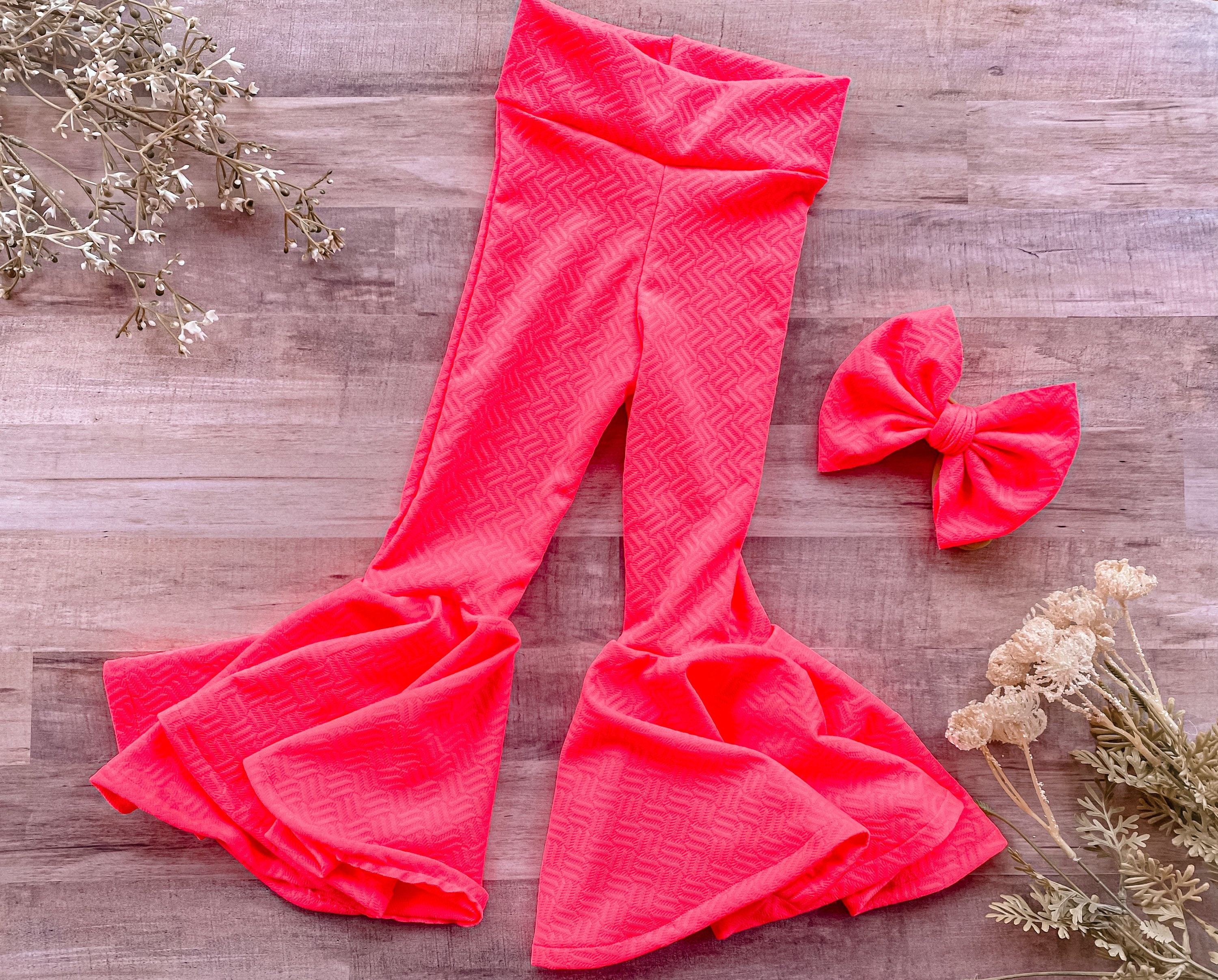 Neon Pink Baby Bell Bottoms Toddler Bell Bottoms Hot Pink Etsy