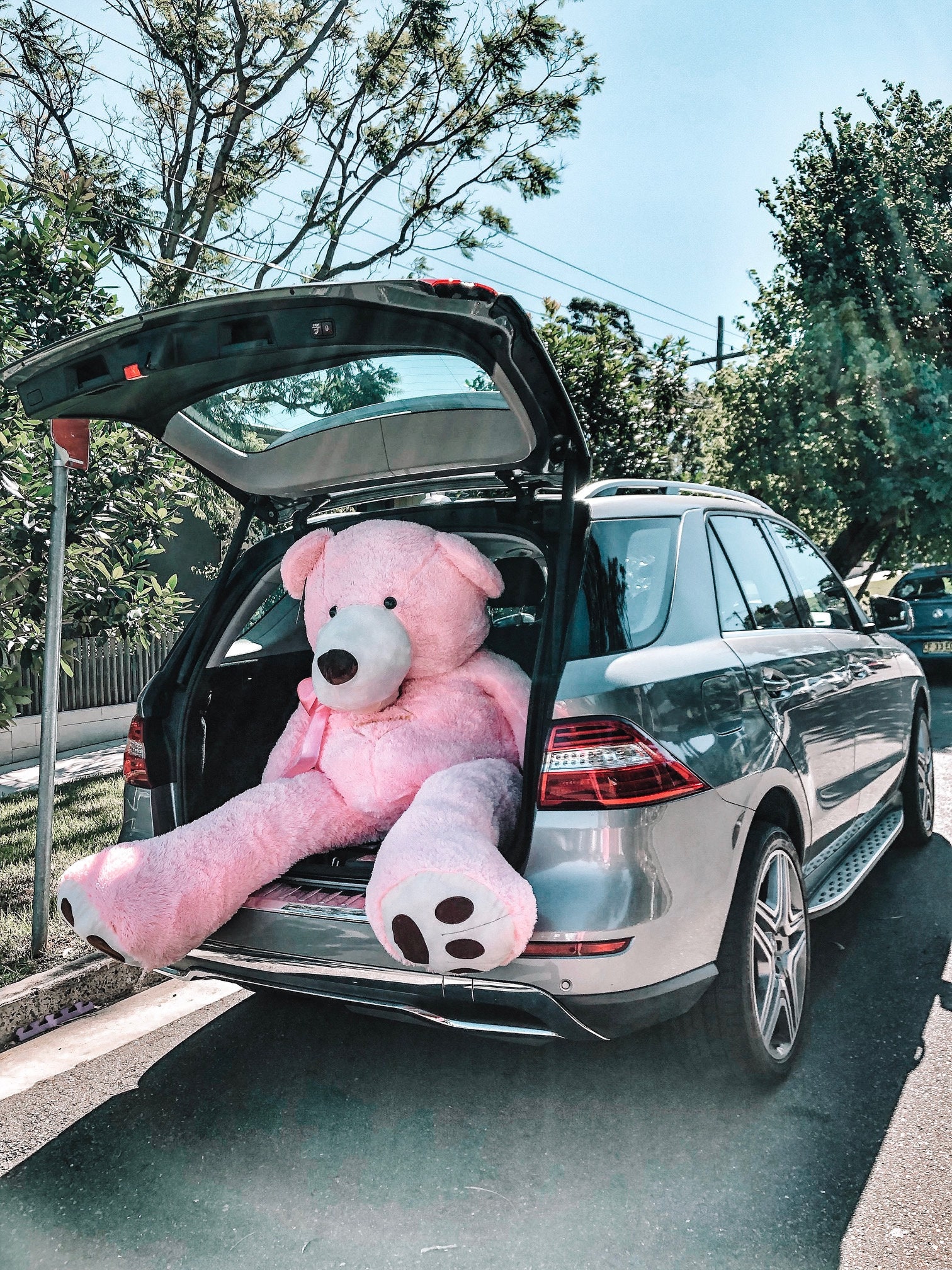 Grand nounours brun 220cm rose pas cher 