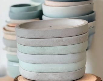 Wik&Wax Handgemachte Zement Seifenschale - Minimalistische Seifenschale aus Beton - Modernes Badezimmer Dekor - Umweltfreundliches Waschbecken Zubehör für Naturseife