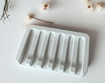 Wik&Wax Handgefertigte Porzellan Seifenschale aus Zement – Minimalistisches Badezimmer Dekor – Moderne Seifen Ablage – Langlebiges Umweltfreundliches Waschbecken Zubehör