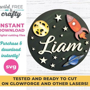 Outer Space Svg, Laser Cut Files, Laser SVG, Laser Cut Svg, Rocket Svg, Astronaut Svg, planet svg, SVG file, svg designs, glowforge files