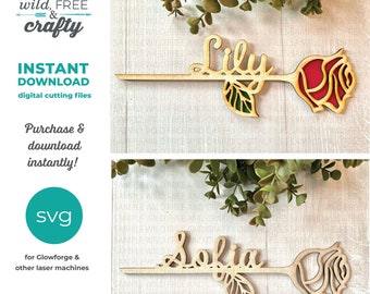 Rose Valentine svg, Rose Valentine Laser File, Valentine’s Laser Cut Files, personalized rose, Laser SVG file, svg designs, glowforge files