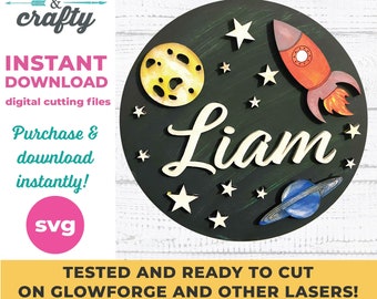 Outer Space Svg, Laser Cut Files, Laser SVG, Laser Cut Svg, Rocket Svg, Astronaut Svg, planet svg, SVG file, svg designs, glowforge files