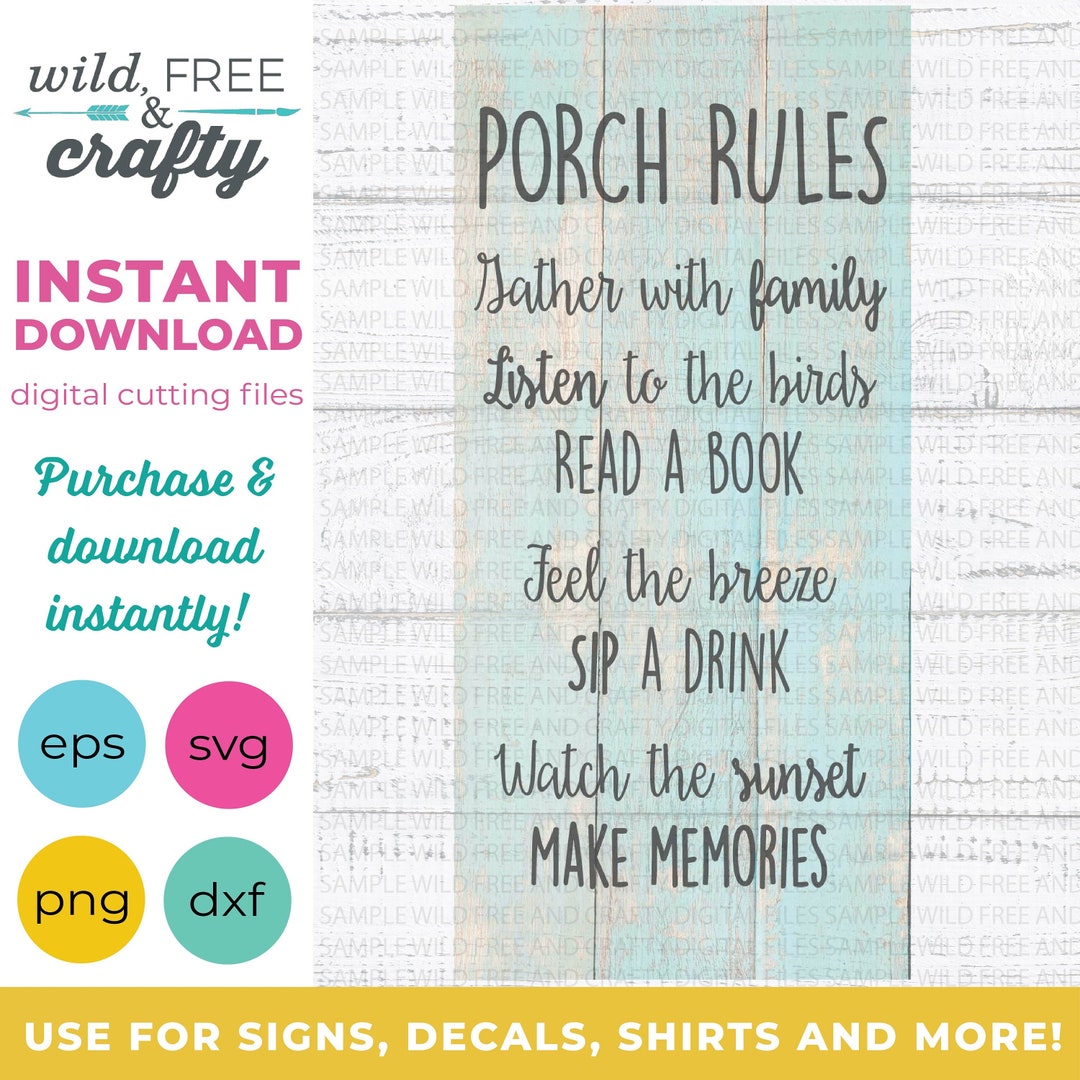 Porch Rules Svg, Porch Rules Sign Svg, Porch Svg, Porch Sign Svg, Summer Sign Svg, Svg Designs