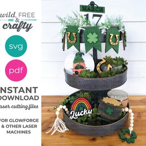 St Patrick's Day gelaagde tray svg bestand, St. Patrick's Day gelaagde tray laser SVG, Glowforge svg, laser svg