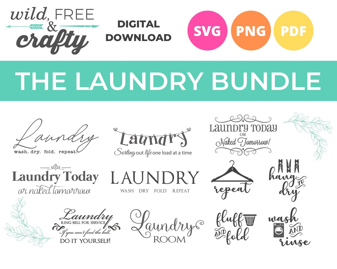 Laundry Svg Cut File Laundry Svg Bundle SVG Pdf Png Files Etsy