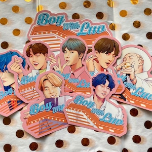BTS Boy With Lov-klistermärkesset: Kpop-fanart-dekaler