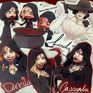 Dimitrescu Family Sticker Set | Resident Evil Fanart | Water-Resistant Glossy Vinyl | Lady D & Daughters | 10cm | Beefbeff Art