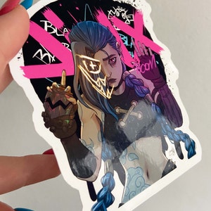 Jinx BOOM Vinyl Sticker: Arcane League of Legends Fanart image 3