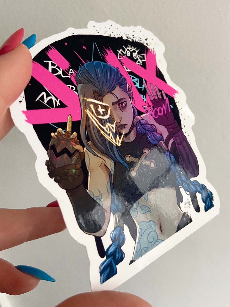 Jinx BOOM Vinyl Sticker: Arcane League of Legends Fanart image 3