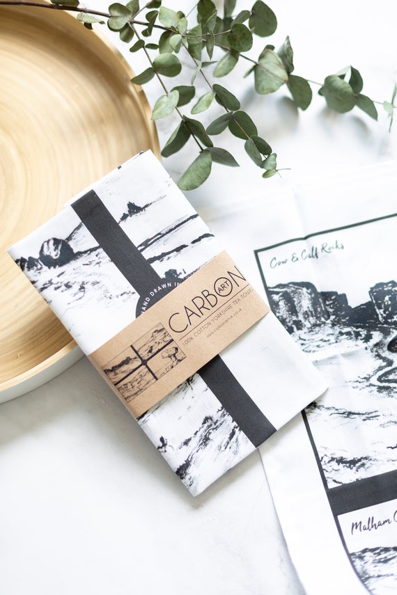 Yorkshire Tea Towel - 100% Cotton | Yorkshire Gift | Yorkshire Present | Gift from Yorkshire | Cow and Calf Rocks | Malham Cove