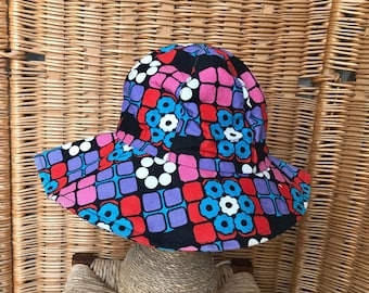 Vintage Groovy Mod Day Glo Psychedelic Floral OOAK Handmade Bucket Hat Vintage Groovy Psychedelic Handmade Bucket Hat - Etsy main image 2