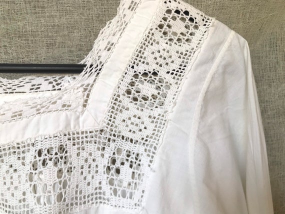 Antique White Cotton and Lace Dress, Early 20th C… - image 6