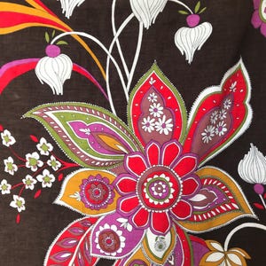 Mantel vintage de Anne de Solene, con motivos florales de los años 70, 100 % algodón, tamaño 60 x 53 pulgadas