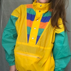 Vintage 70er/80er Jahre Colorblock Windjacke, Arena Sportswear, Vintage Sportjacke, Oversize Style, Fledermausjacke, Größe Herren M