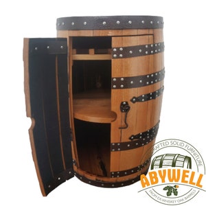 Whisky Barrel Cabinet_Oak Barrel-Bar_SHELF + RACK_Handmade from Scotch Whiskey Barrel