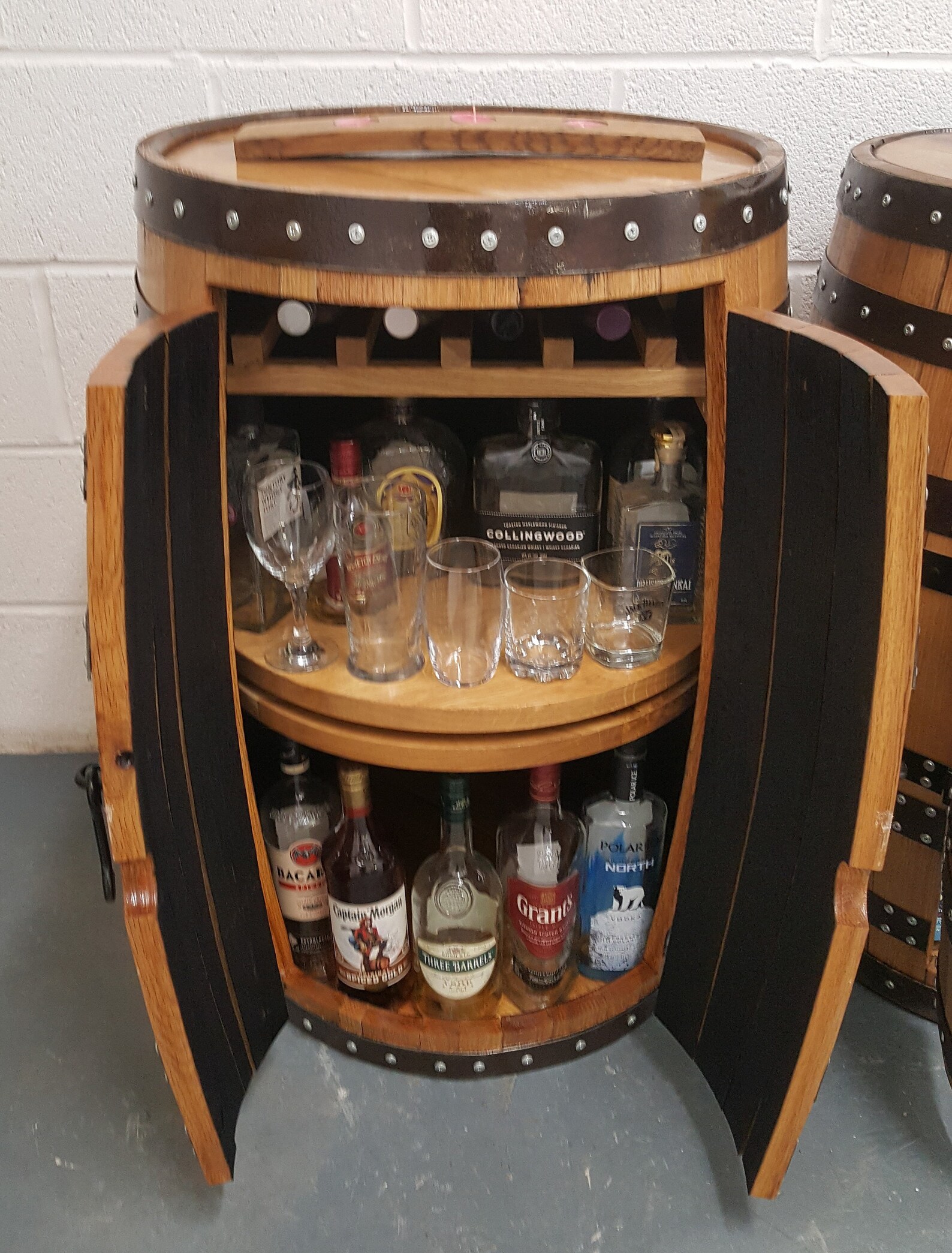 Whisky Barrelbar_ Rotating Shelf Rack _whisky Oak Barrel Etsy UK