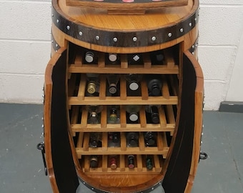 Whiskey Barrel Drinks Cabinet with 5 Wine Racks