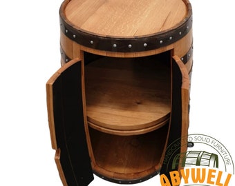 ROTATING SHELF Whisky Barrel Cabinet_Oak Barrel-Bar_Handmade from Scotch Whiskey Barrel