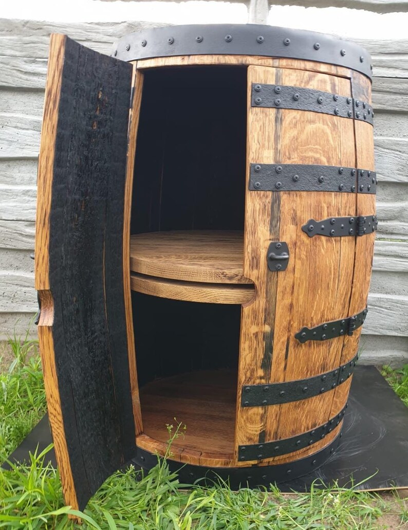 Whisky Barrel-Bar_ Rotating Shelf Rack _Whisky Oak Barrel Cabinet image 1