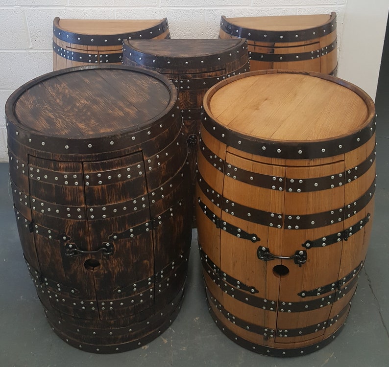 Oak Barrelbar_whisky Barrel With 2 Shelves_handmade Etsy UK
