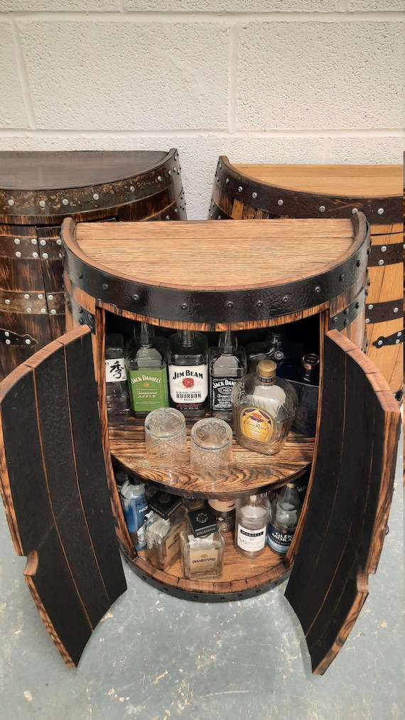 Half Whisky Barrel Drinks Cabinet handmade Recycled From Scotch
