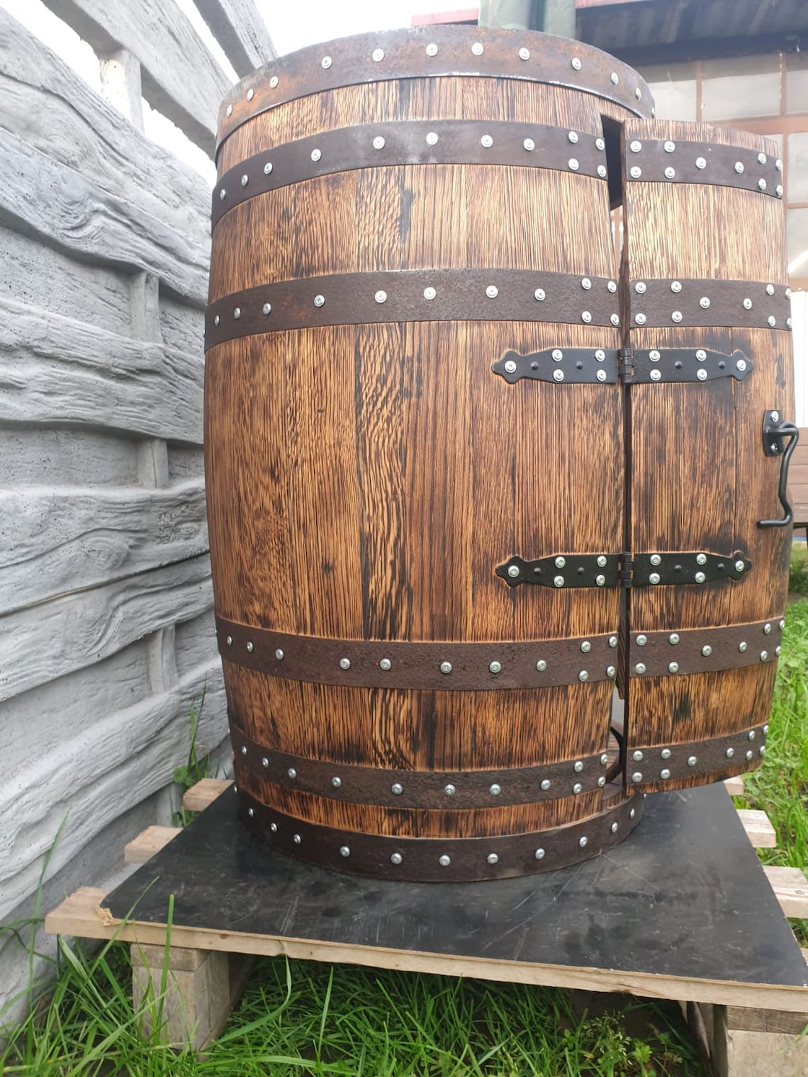 Oak Barrelbar_whisky Barrel With 2 Shelves_handmade Etsy UK