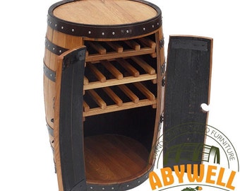 Whisky Barrel Drinks Cabinet with Bottle Racks_made & recycled from Scotch ex-Whisky Barrel