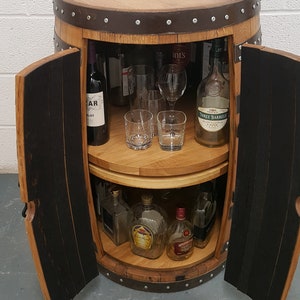 Whisky Barrel-Bar_ Rotating Shelf Rack _Whisky Oak Barrel Cabinet image 4