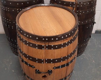 ROTATING SHELF + RACK Whiskey Barrel Cabinet _ Oak Barrel-Bar_ Handmade from Scotch Whiskey Barrel