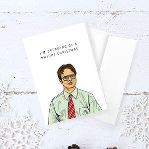 Rêver d’une carte de Noël Dwight // carte drôle, carte punny, carte jeu de mots, carte de vœux, carte de Noël