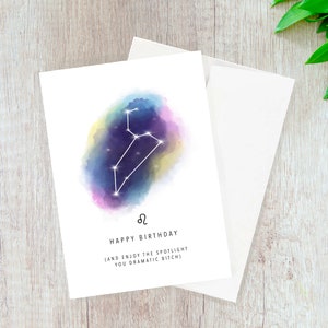 Carte d’anniversaire Lion // astrologie, zodiaque, carte d’anniversaire amusante, carte d’anniversaire punny, carte d’anniversaire jeu de mots