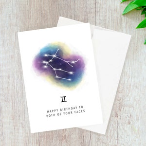 Carte d’anniversaire Gémeaux // astrologie, zodiaque, carte d’anniversaire drôle, carte d’anniversaire punny, carte d’anniversaire jeu de mots