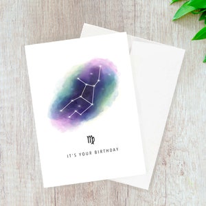 Carte d’anniversaire de la Vierge // astrologie, zodiaque, carte d’anniversaire amusante, carte d’anniversaire punny, carte d’anniversaire jeu de mots