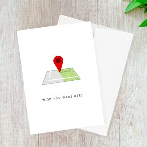 Wish You Were Here // carte drôle, carte de petit garçon, carte de jeu de mots, carte tu me manques