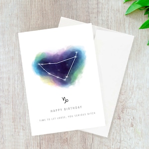Carte d'anniversaire Capricorne / / astrologie, zodiaque, carte d'anniversaire drôle, carte d'anniversaire de petit garçon, carte d'anniversaire de jeu de mots