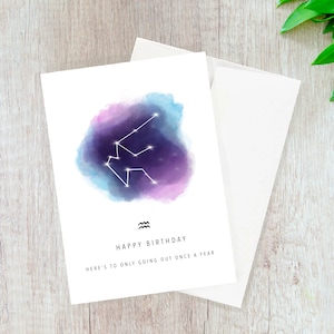Carte d'anniversaire Verseau / / astrologie, zodiaque, carte d'anniversaire drôle, carte d'anniversaire de petit garçon, carte d'anniversaire de jeu de mots