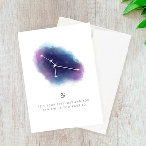 Krebs Geburtstagskarte // Astrologie, Sternzeichen, lustige Geburtstagskarte, punny Geburtstagskarte, Wortspiel Geburtstagskarte