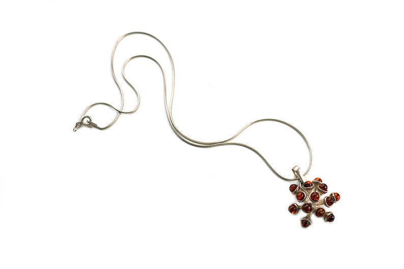 Pisces Cognac Genuine Baltic Amber Sterling Silver Pendant
