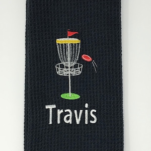 Personalized Disc Golf Towel. Embroidered personalized Frisbee Golf Towel with clip.