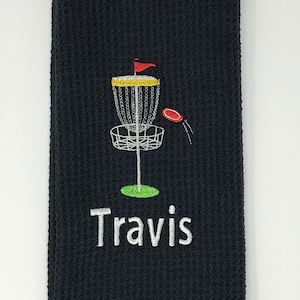 Personalisiertes Disc Golf Handtuch. Besticktes personalisiertes Frisbee Golf Handtuch mit Clip.