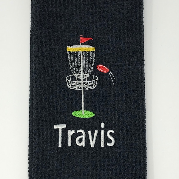 Personalized Disc Golf Towel. Embroidered personalized Frisbee Golf Towel with clip.