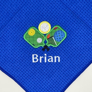 Personalized Embroidered Pickleball Towel: Waffle Weave with Clip