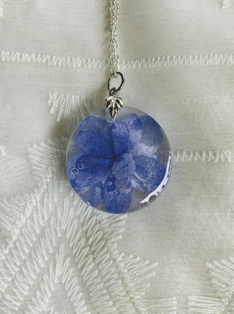 Blue Hydrangea Resin Pendant