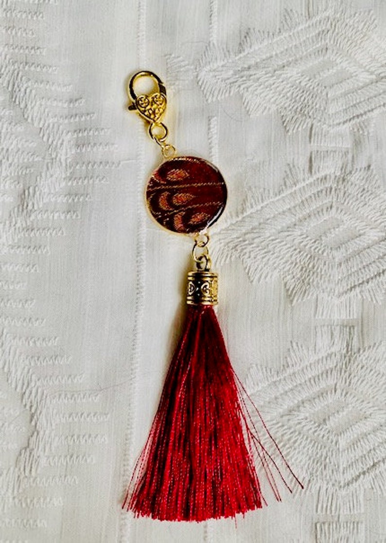 Gold New Orleans Mall and Crimson Brocade List price fabric Bag Charm